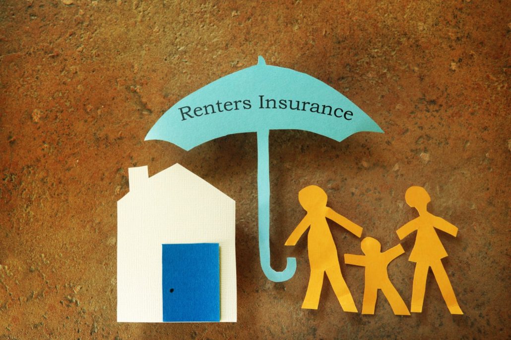 ut out paper characters covering home with renters insurance umbrella
